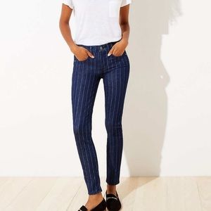 Loft skinny jean pinstripe dark denim structured